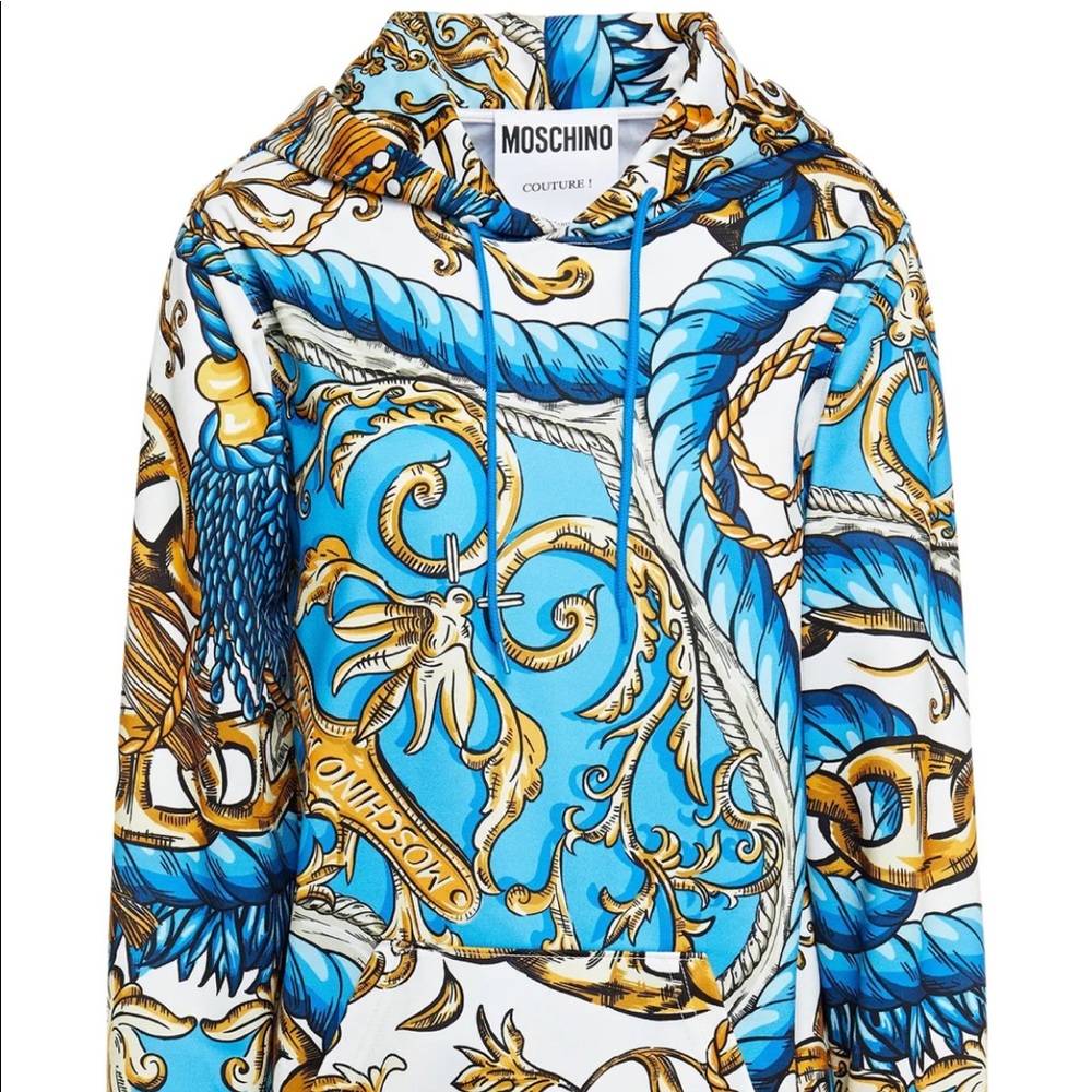 Brand New! MOSCHINO Printed jersey hoodie IT40